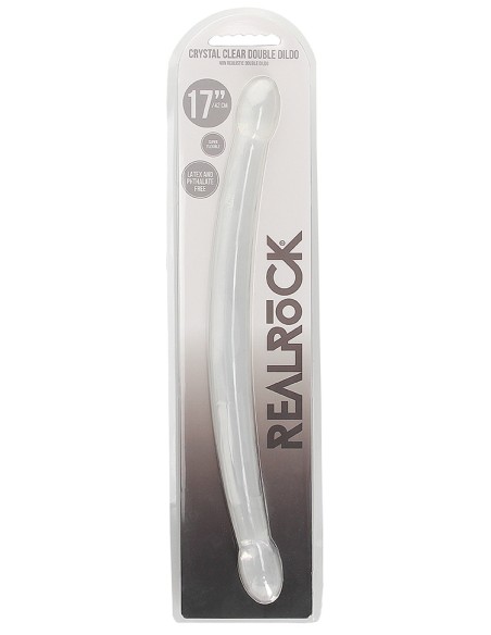 Double Gode Crystal RealRock 42 x 3.5cm Transparent