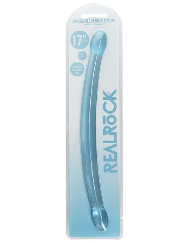 Double Gode Crystal RealRock 42 x 3.5cm Bleu