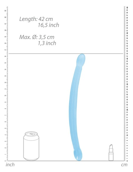 Double Gode Crystal RealRock 42 x 3.5cm Bleu