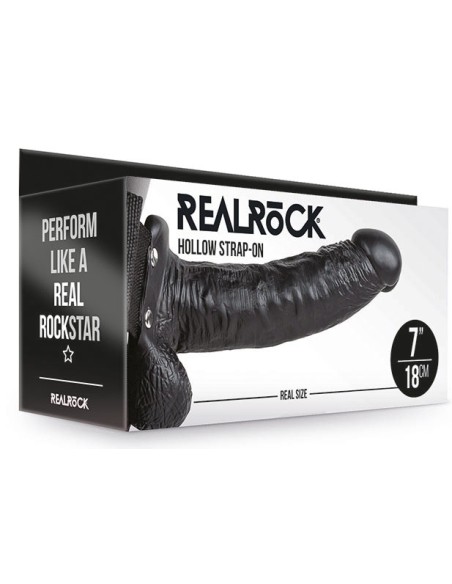 Gode ceinture creux Hollow Strap On RealRock 18 x 4.5cm Noir