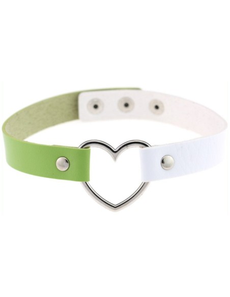 Ras de cou Heart Duo Blanc-Vert Ras de cou Heart Duo Blanc-Vert
