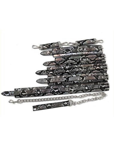 Kit Sm Snakine Collier et Menottes Noir-Argentés