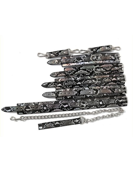 Kit Sm Snakine Collier et Menottes Noir-Argentés
