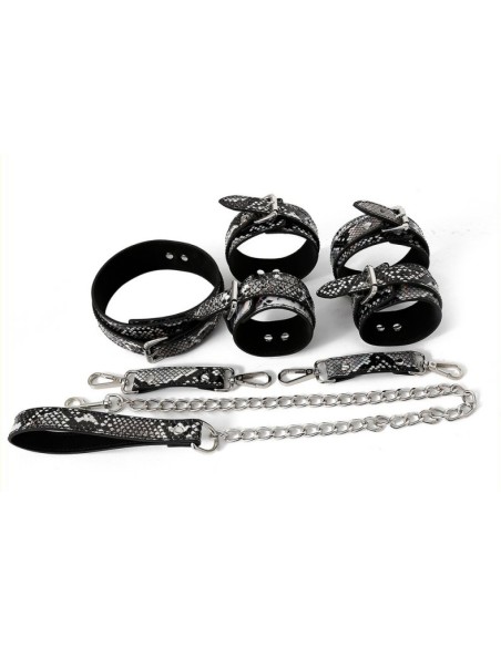 Kit Sm Snakine Collier et Menottes Noir-Argentés