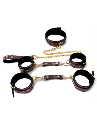 Kit Sm Snakine Collier et Menottes Noir-Rose