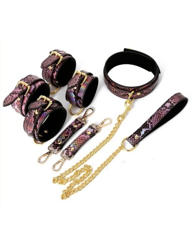 Kit Sm Snakine Collier et Menottes Noir-Rose