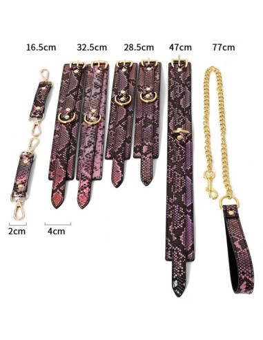 Kit Sm Snakine Collier et Menottes Noir-Rose