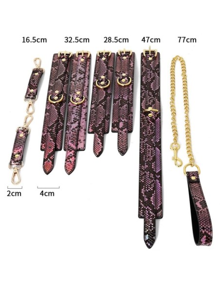 Kit Sm Snakine Collier et Menottes Noir-Rose Kit Sm Snakine Collier et Menottes Noir-Rose