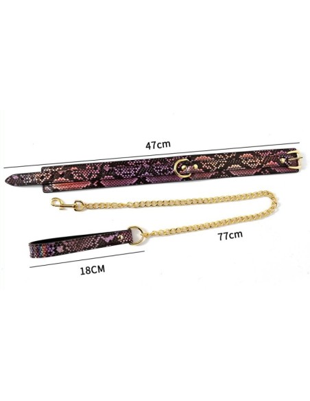 Collier-Laisse Snakine Noir-Rose Collier-Laisse Snakine Noir-Rose