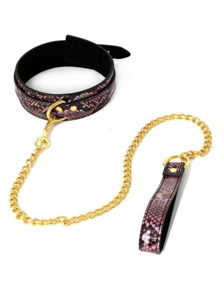 Collier-Laisse Snakine Noir-Rose Collier-Laisse Snakine Noir-Rose