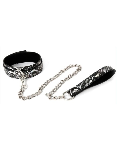 Collier-laisse Snakine Noir-Argenté