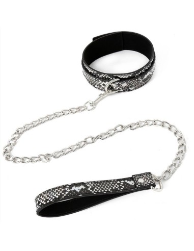 Collier-laisse Snakine Noir-Argenté