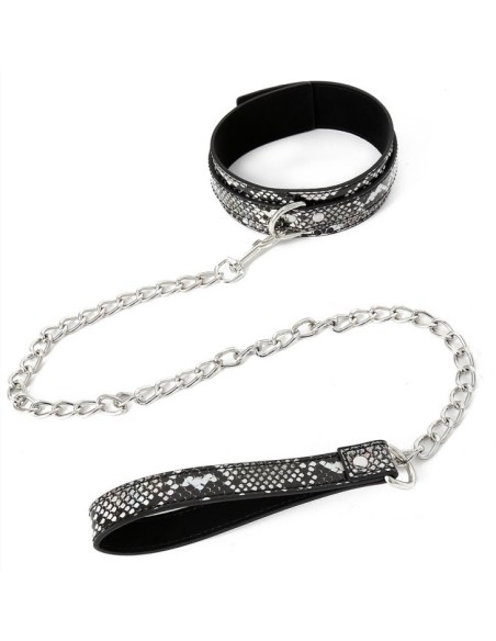 Collier-laisse Snakine Noir-Argenté