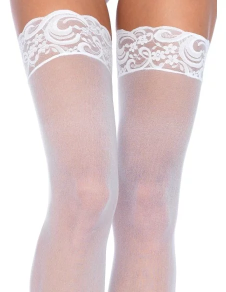 Bas avec dentelle - Blanc Grande Taille Bas avec dentelle - Blanc Grande Taille