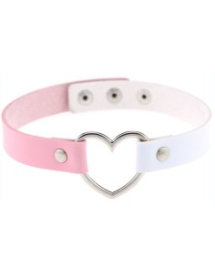Ras de cou Heart Duo Blanc-Rose