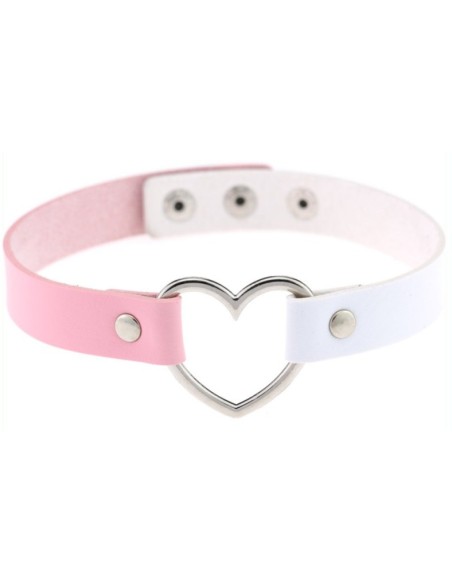 Ras de cou Heart Duo Blanc-Rose Ras de cou Heart Duo Blanc-Rose