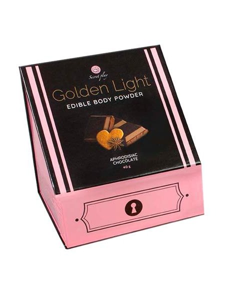 Poudre corporelle comestible Golden Light Chocolat aphrodisiaque 40g
