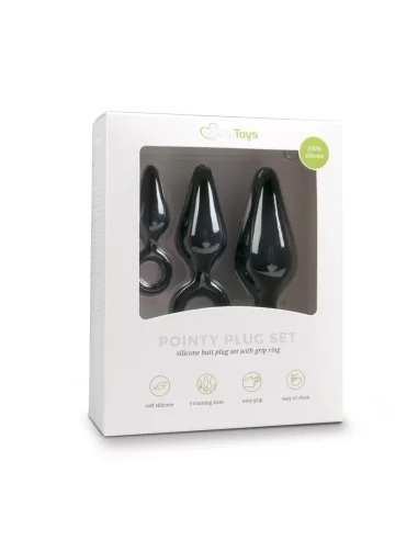 Lot de 3 plugs Pointy 10 x 4.5 cm Noir