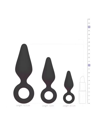 Lot de 3 plugs Pointy 10 x 4.5 cm Noir