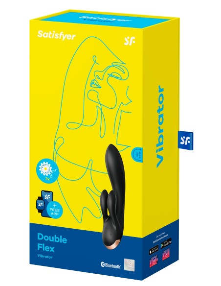 Vibro Rabbit connecté Double Flex Satisfyer 20cm Noir