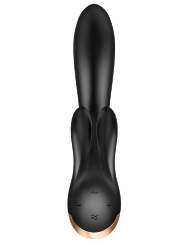Vibro Rabbit connecté Double Flex Satisfyer 20cm Noir