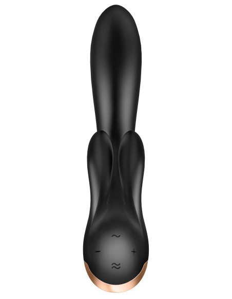 Vibro Rabbit connecté Double Flex Satisfyer 20cm Noir