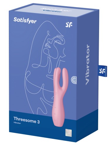 Stimulateur de clitoris Threesome 3 Satisfyer 14cm Rose
