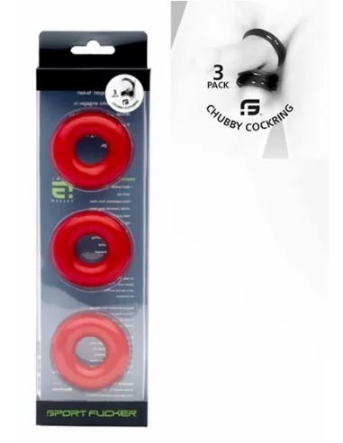 Lot de 3 cockrings Chubby Rouge