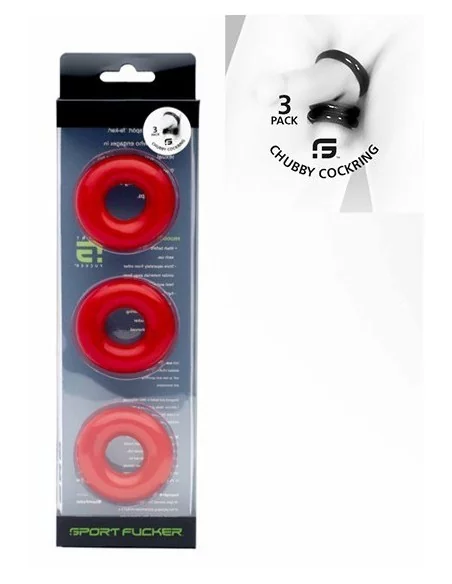 Lot de 3 cockrings Chubby Rouge