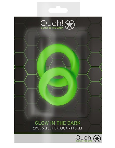 Lot de 2 Cockrings phosphorescents Glow Ring 33mm