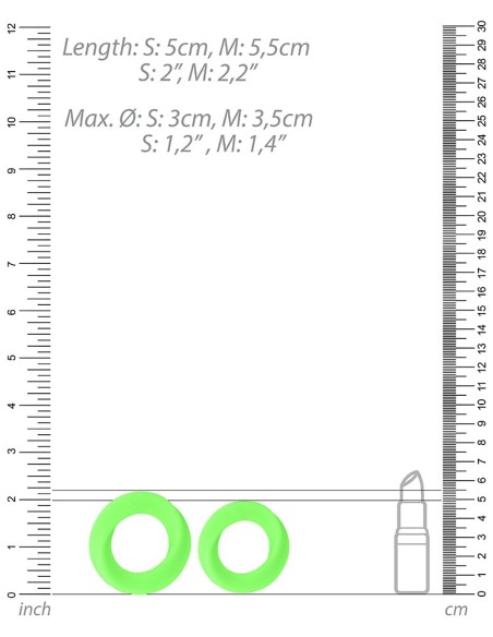 Lot de 2 Cockrings phosphorescents Glow Ring 33mm