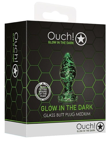 Plug en verre phosphorescent BUTT GLOW M 7 x 3.2cm