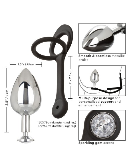 Ballstretcher et Plug Bijou en métal XL TearDrop Star Fucker 8 x 4cm