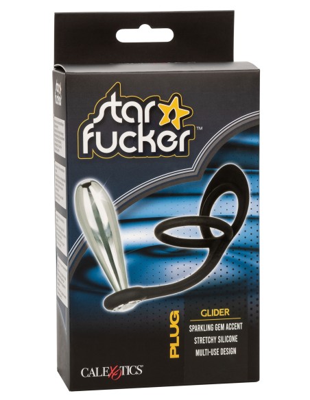 Ballstretcher et Plug bijou en métal Glider Star Fucker 9 x 2.8cm
