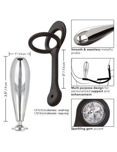 Ballstretcher et Plug bijou en métal Glider Star Fucker 9 x 2.8cm