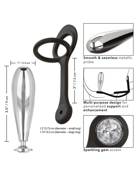 Ballstretcher et Plug bijou en métal Glider Star Fucker 9 x 2.8cm