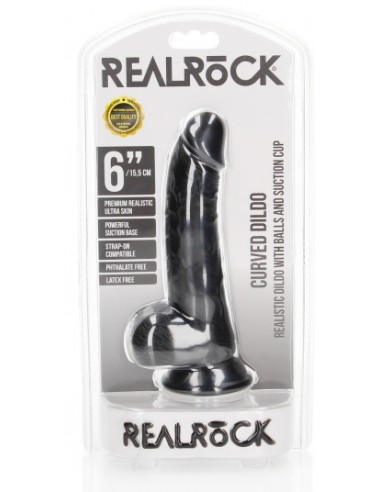 Gode Balls Curved RealRock 12.5 x 3.6cm Noir