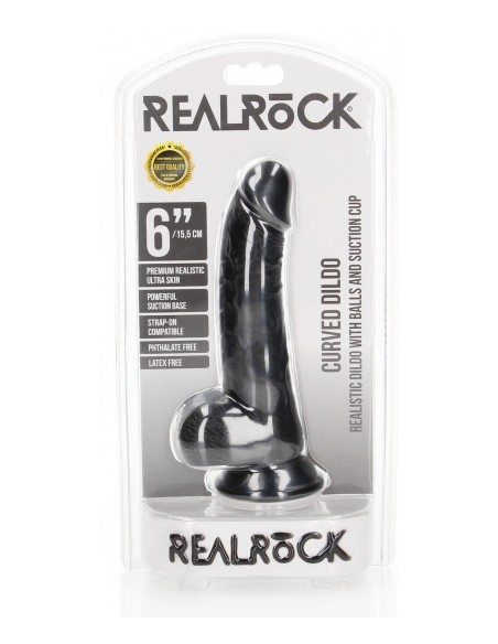 Gode Balls Curved RealRock 12.5 x 3.6cm Noir