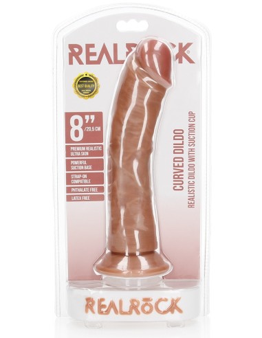 Gode réaliste Ventouse Curved RealRock 20 x 4.6cm Latino