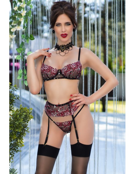 Ensemble Florissa 4 pièces Noir-Rose Ensemble Florissa 4 pièces Noir-Rose