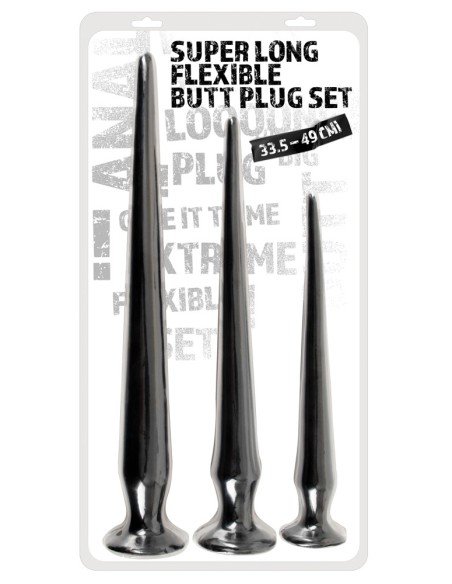 Kit 3 Plugs Longs Flex Plug Noirs Kit 3 Plugs Longs Flex Plug Noirs
