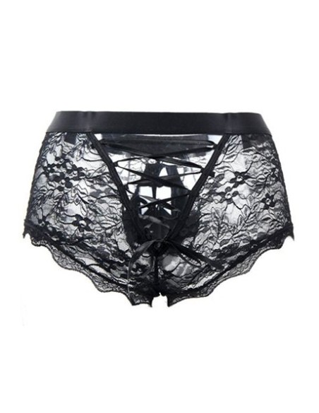 Boxer ouvert en dentelle Lacien Noire