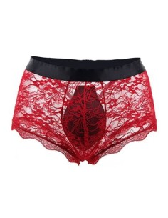 Boxer ouvert en dentelle Lacien Rouge