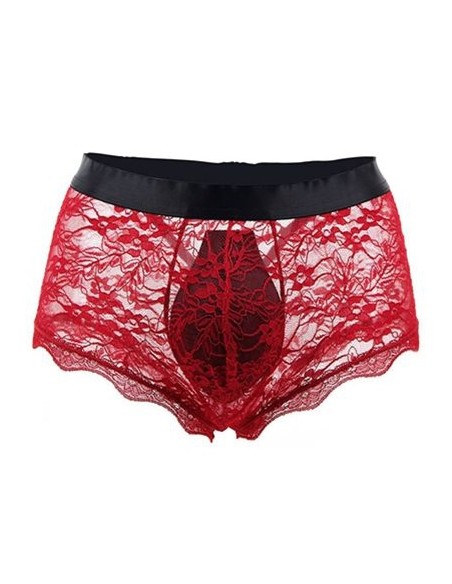 Boxer ouvert en dentelle Lacien Rouge
