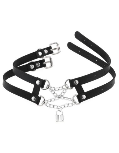 Collier Ras de cou Pendant Lock Noir