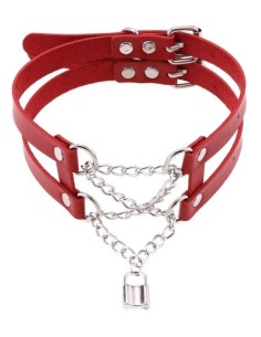 Collier Ras de cou Pendant Lock Rouge
