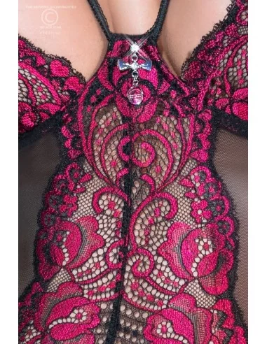 Guêpière dentelle rose