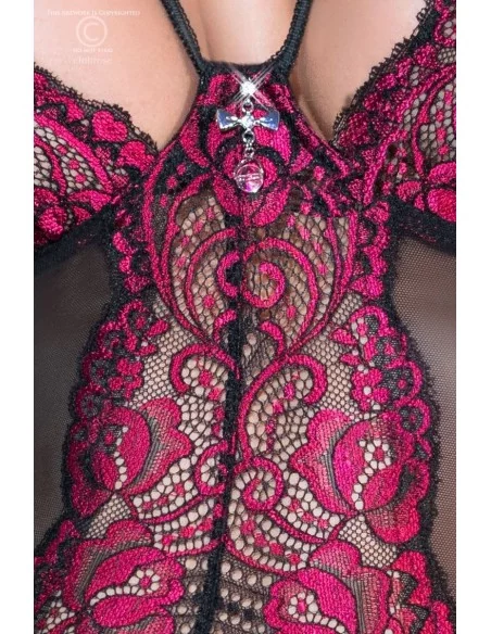 Guêpière dentelle rose