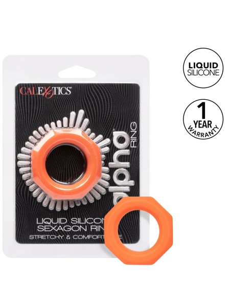 Cockring Silicone Sexagon Alpha 37mm Orange