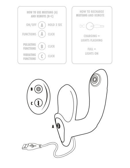 Stimulateur de prostate vibrant Mustang 13 x 3.5cm